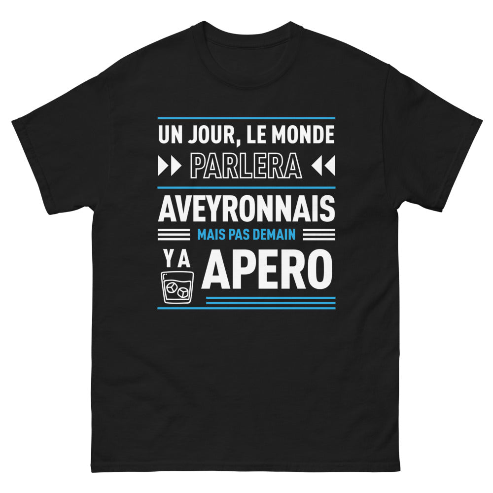 T-shirt Aveyronnais noir - Un jour le monde parlera aveyronnais