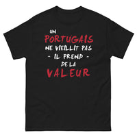 Thumbnail for T-shirt Portugais noir - Un Portugais ne vieillit pas, il prend de la valeur