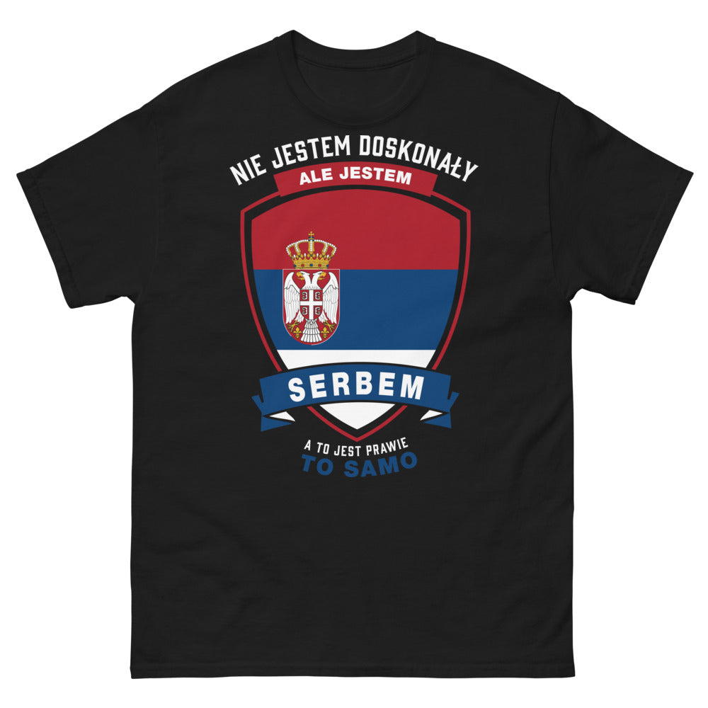 T-shirt Serbie noir face - je ne suis pas parfait mais je suis Serbe
