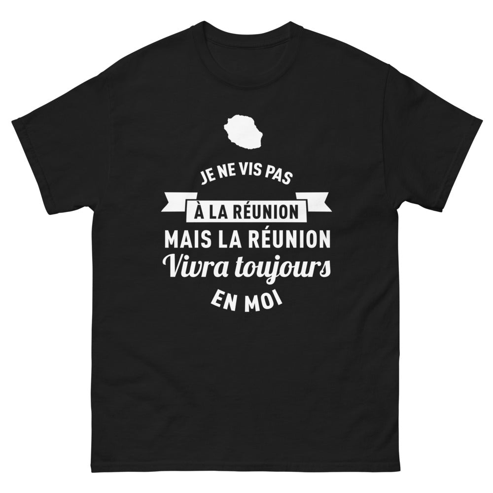 T-shirt La Réunion noir - Je ne vis pas à La Réunion