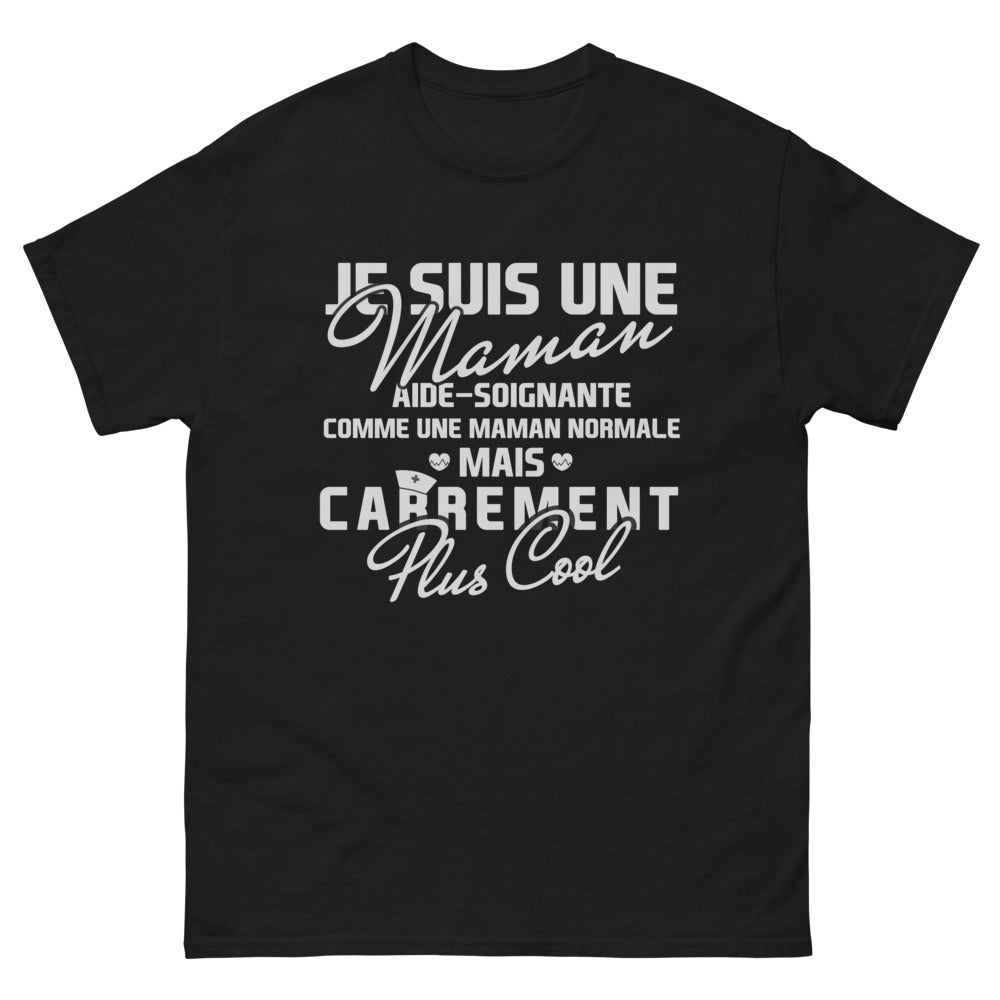 T-shirt maman aide-soignante noir - héroïne du quotidien
