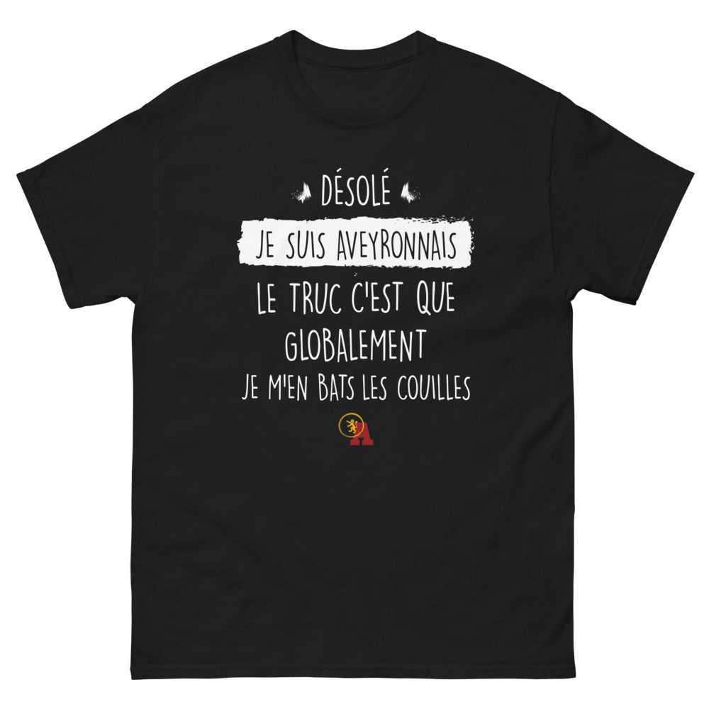 T-shirt Aveyron noir - Désolé, je suis aveyronnais
