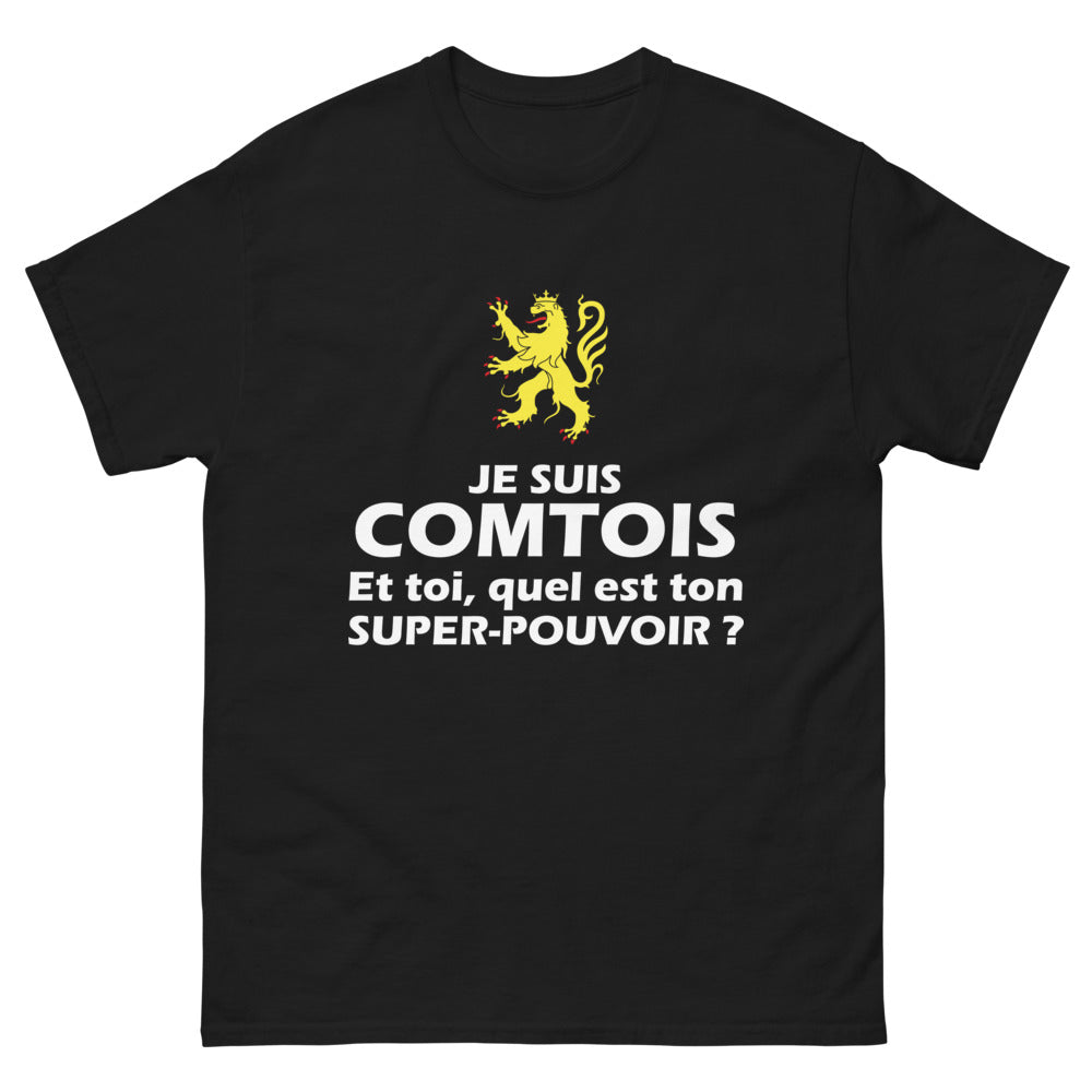 T-shirt Comtois noir - Je suis Comtois, et toi, quel est ton super pouvoir ?