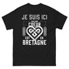 T-shirt Bretagne noir face - Je suis ici mais mon cœur est en Bretagne