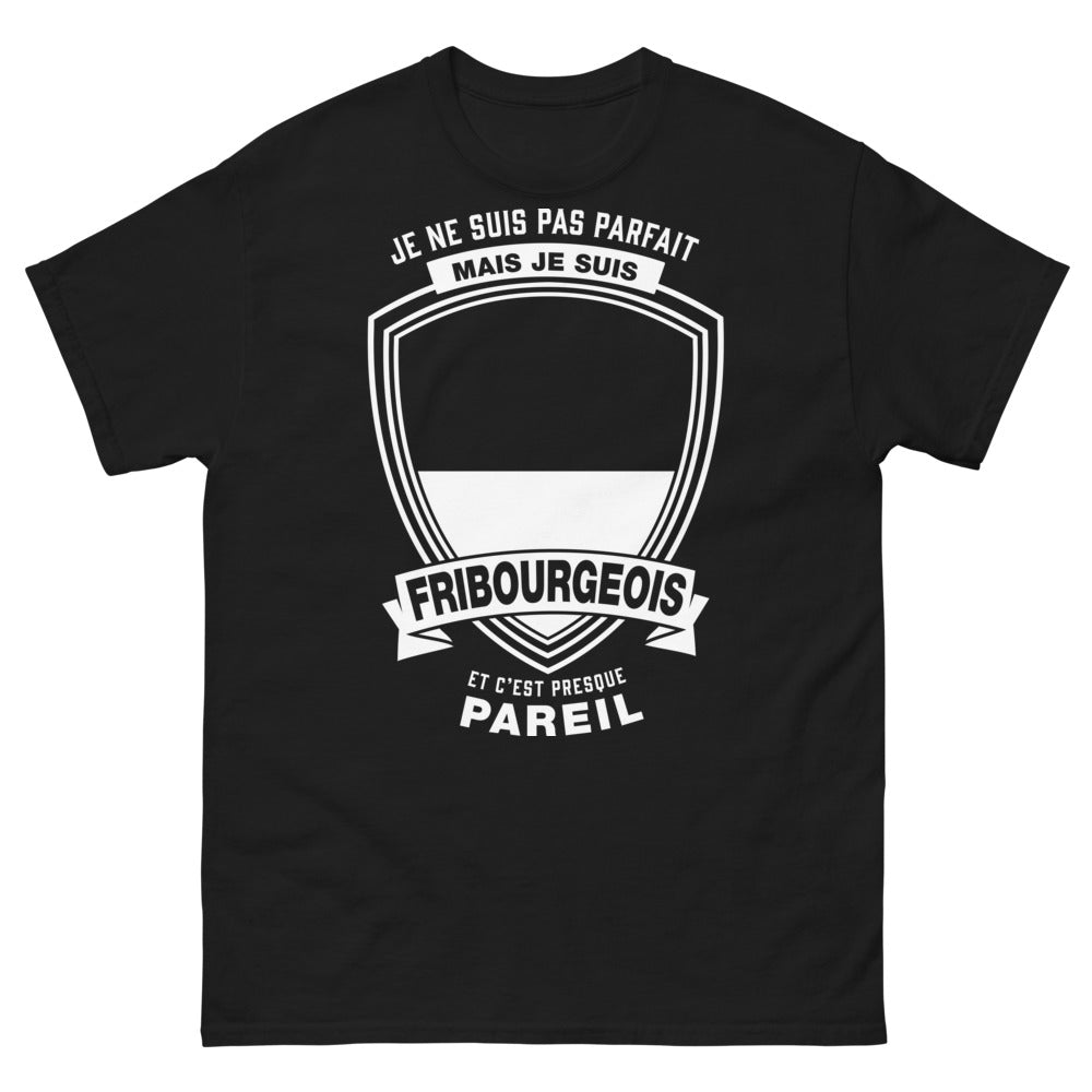 T-shirt Fribourgeois noir face - je ne suis pas parfait