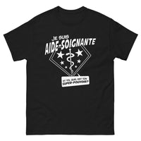 Thumbnail for T-shirt aide-soignante noir - Quel est ton super pouvoir ?