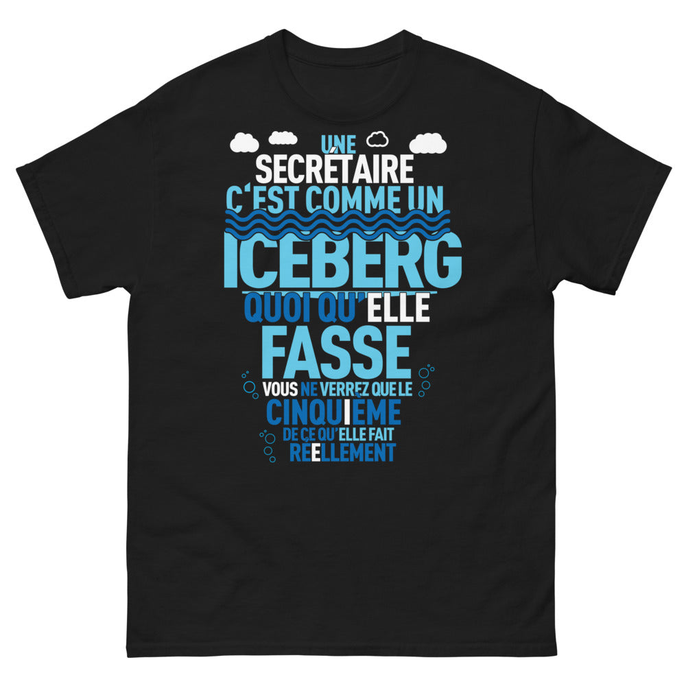 T-shirt secrétaire noir - iceberg humour discret