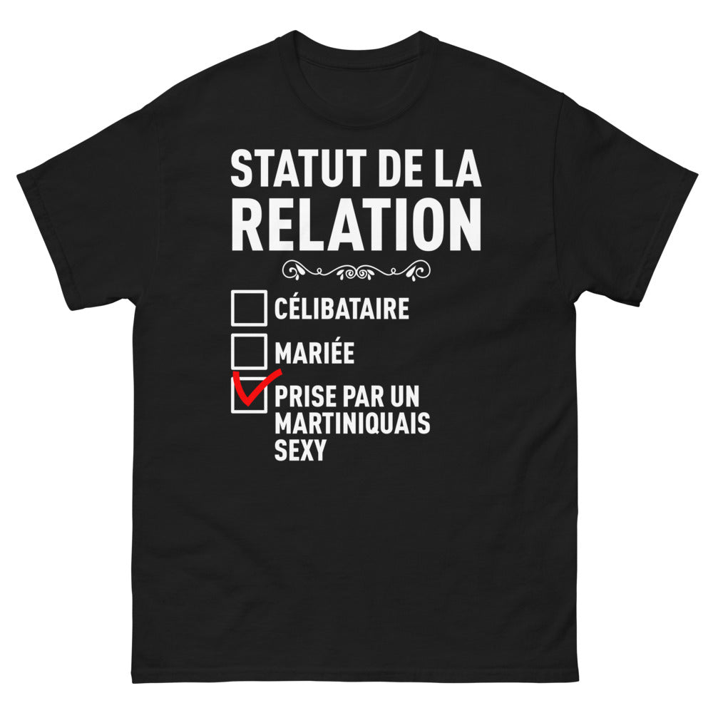 T-shirt Martinique noir - célibataire, mariée ou prise par un Martiniquais sexy