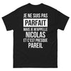 T-shirt Nicolas noir - édition sombre, phrase humour prénom