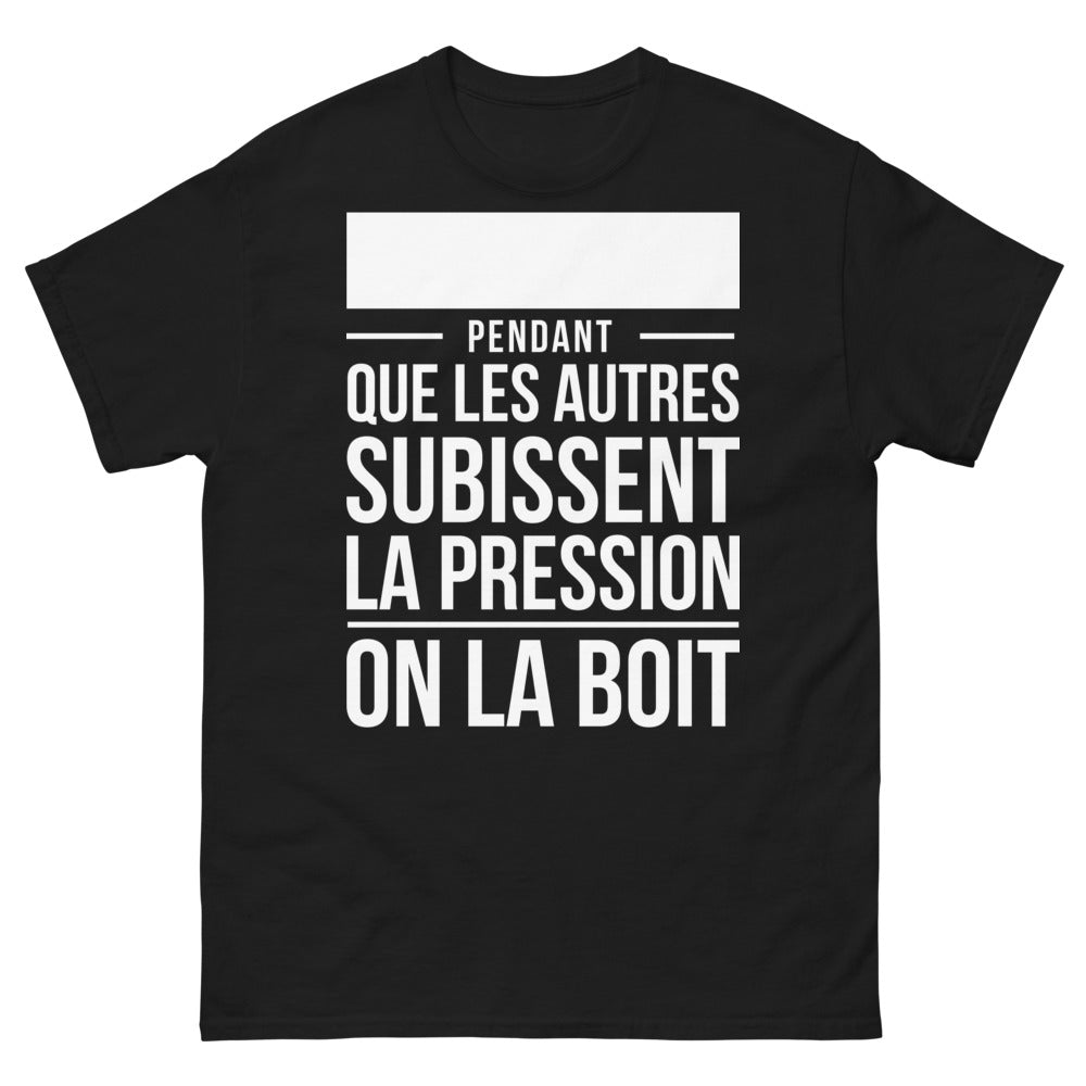 T-shirt Amateurs de bière noir - Pendant que les autres subissent la pression, on la boit