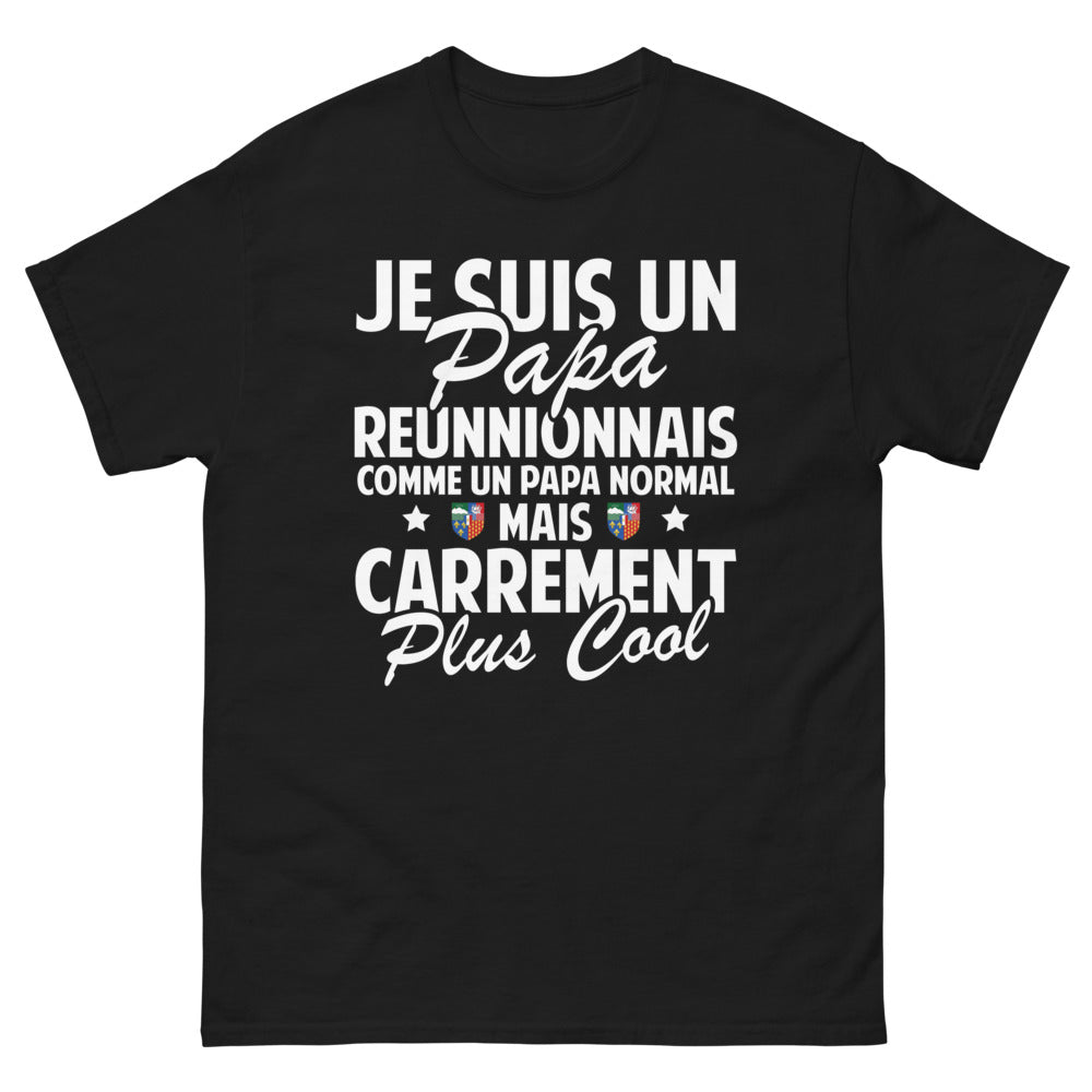 T-shirt Réunionnais noir - papa réunionnais plus cool