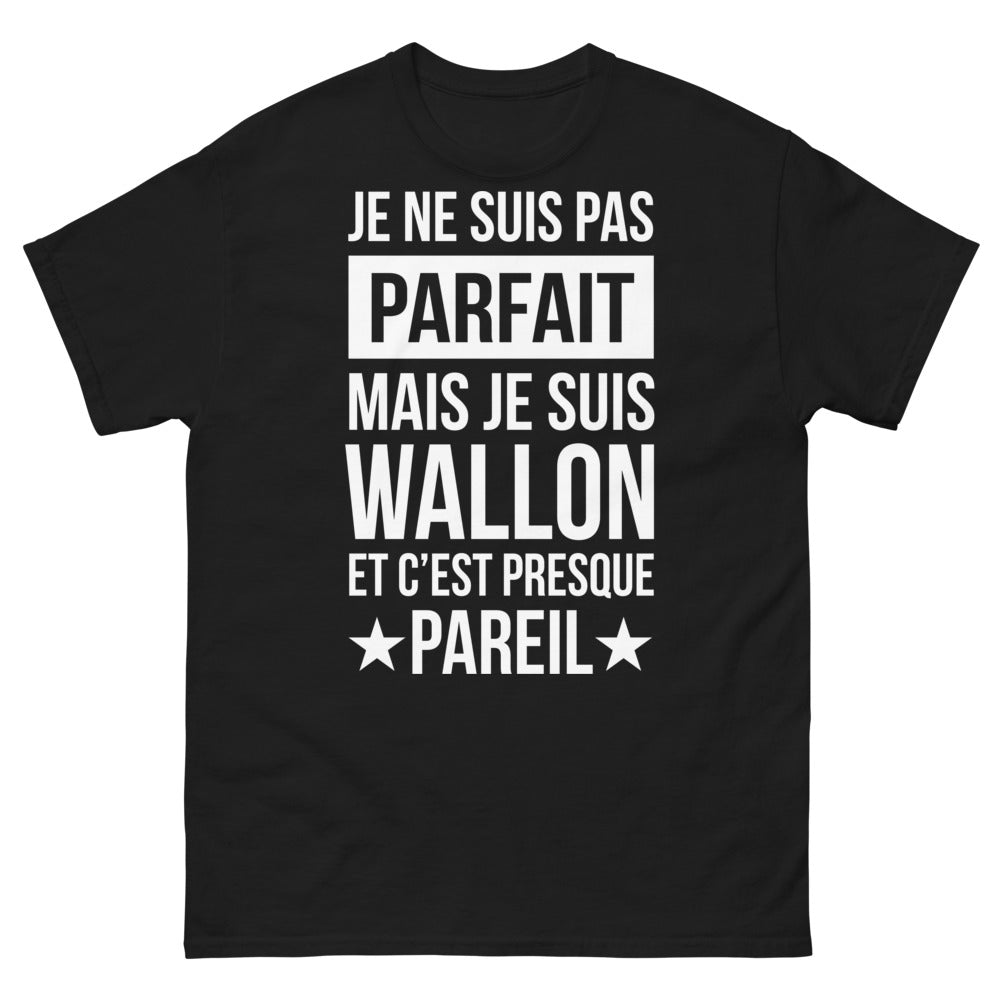 T-shirt Wallon noir - Je ne suis pas parfait, mais je suis Wallon