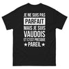 T-shirt Vaudois noir - Je ne suis pas parfait mais je suis vaudois
