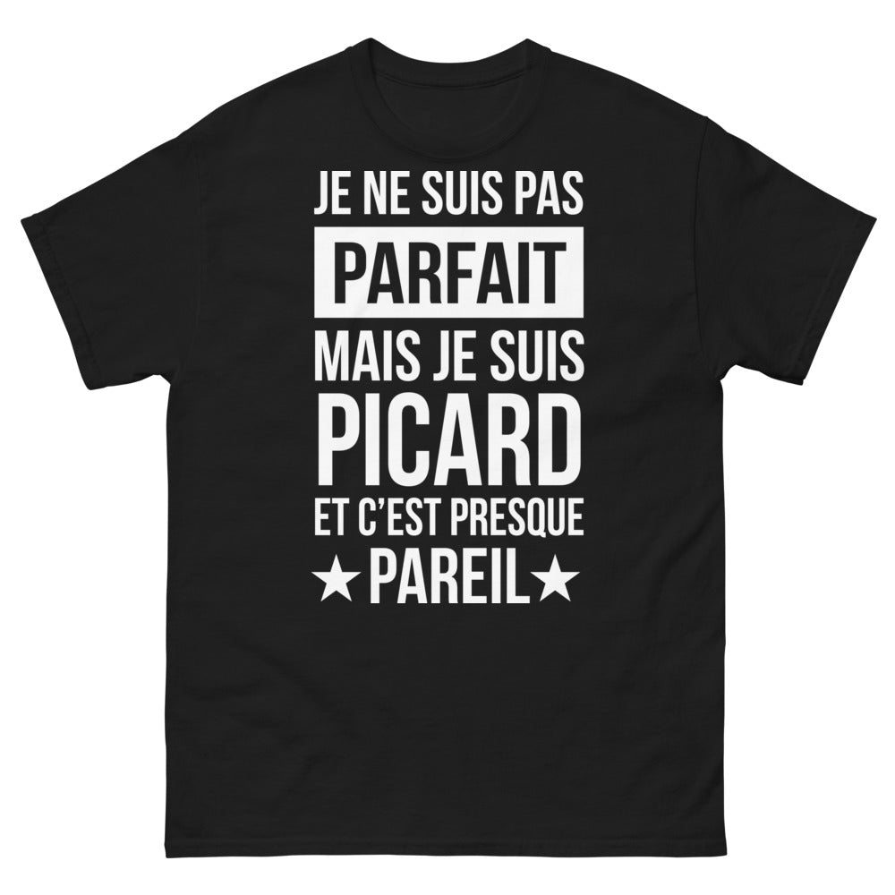 T-shirt Picardie noir - Je ne suis pas parfait mais je suis Picard