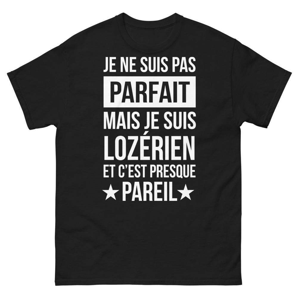 T-shirt Lozérien noir - Je ne suis pas parfait, Lozère dans le cœur
