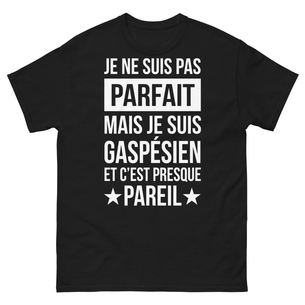T-shirt Gaspésien noir - pas parfait mais gaspésien