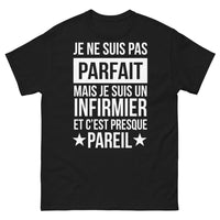 Thumbnail for T-shirt infirmier noir - Je ne suis pas parfait, mais je suis infirmier… et c’est presque pareil