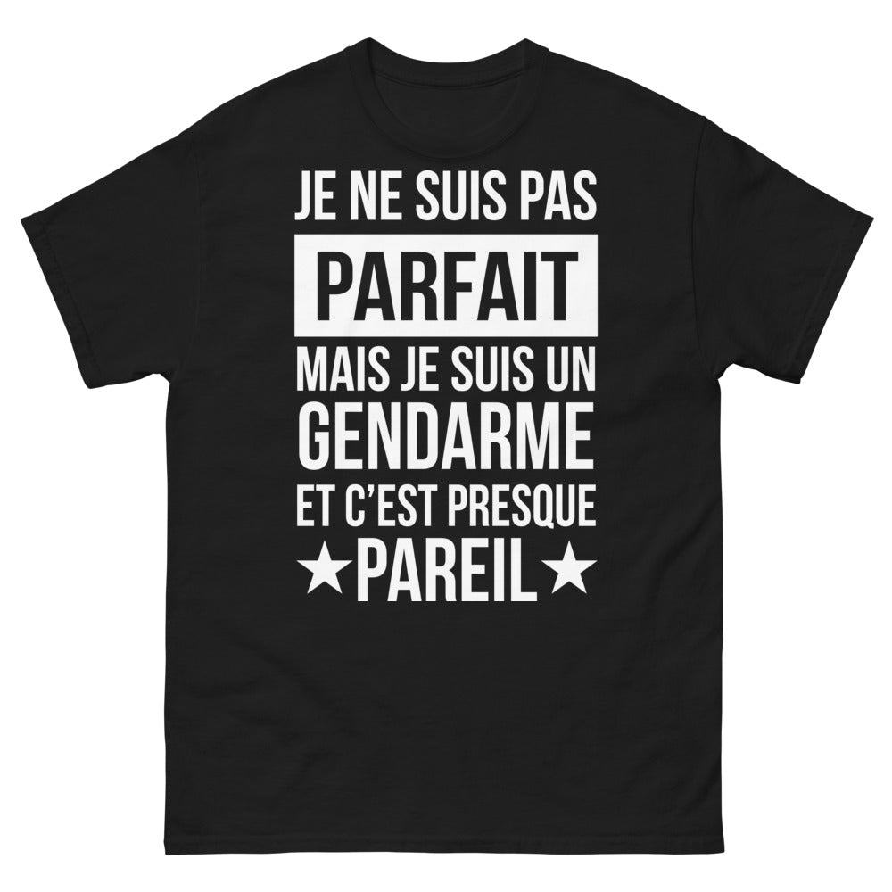 T-shirt gendarme noir - Je ne suis pas parfait, mais gendarme