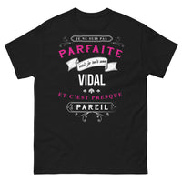Thumbnail for T-shirt Vidal noir - humour autodérision du nom