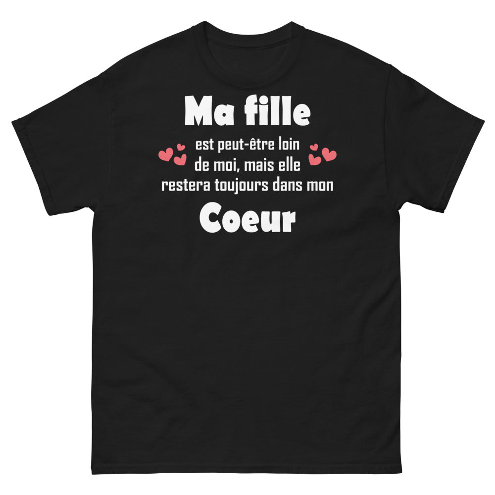 T-shirt parents de fille noir - ma fille dans mon cœur