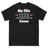 T-shirt parents de fille noir - ma fille dans mon cœur