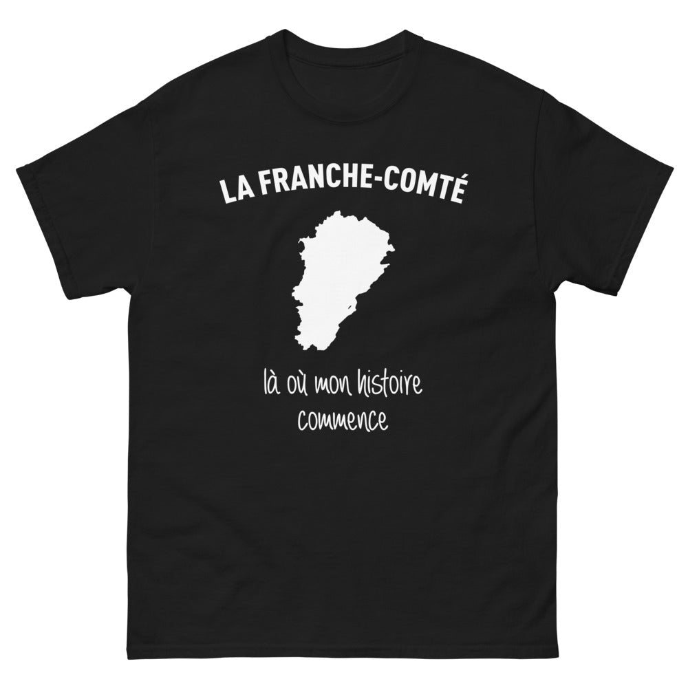 T-shirt Franche-Comté noir - là où mon histoire commence