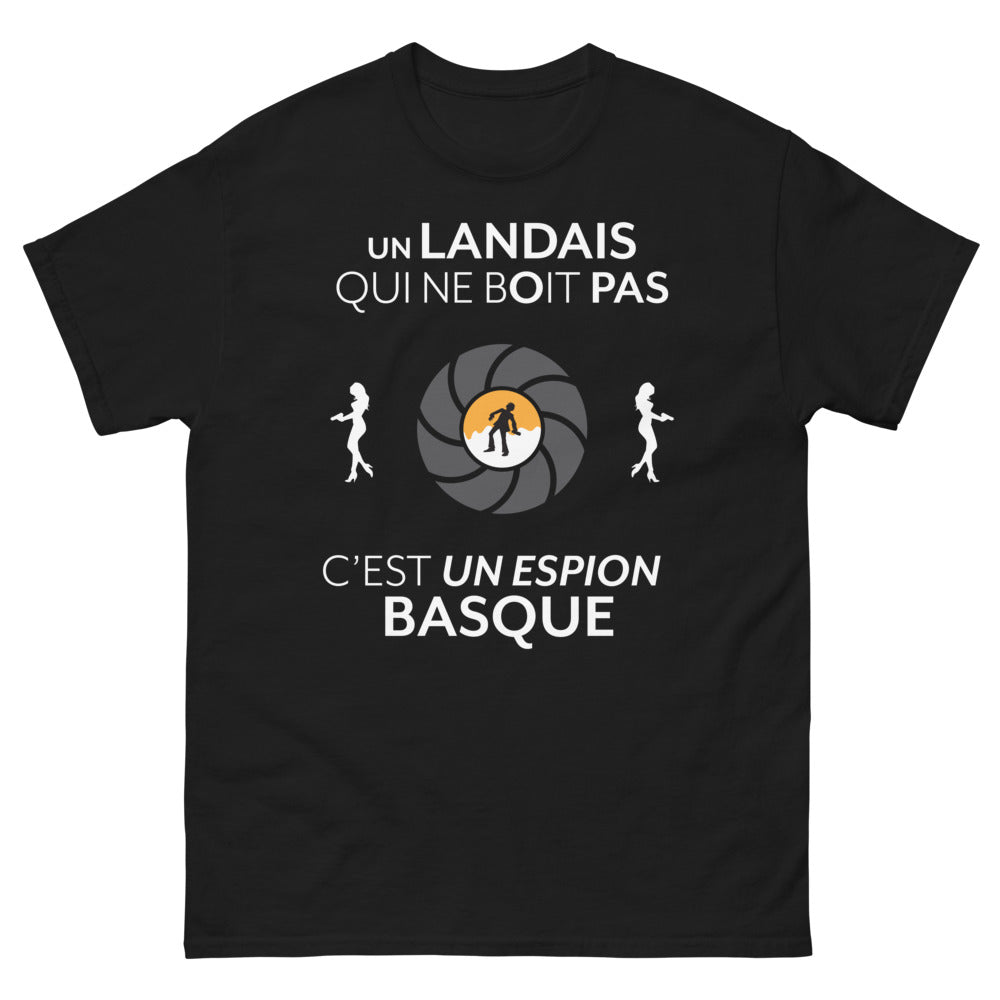 T-shirt Landes noir - Un Landais qui ne boit pas, c'est un espion basque