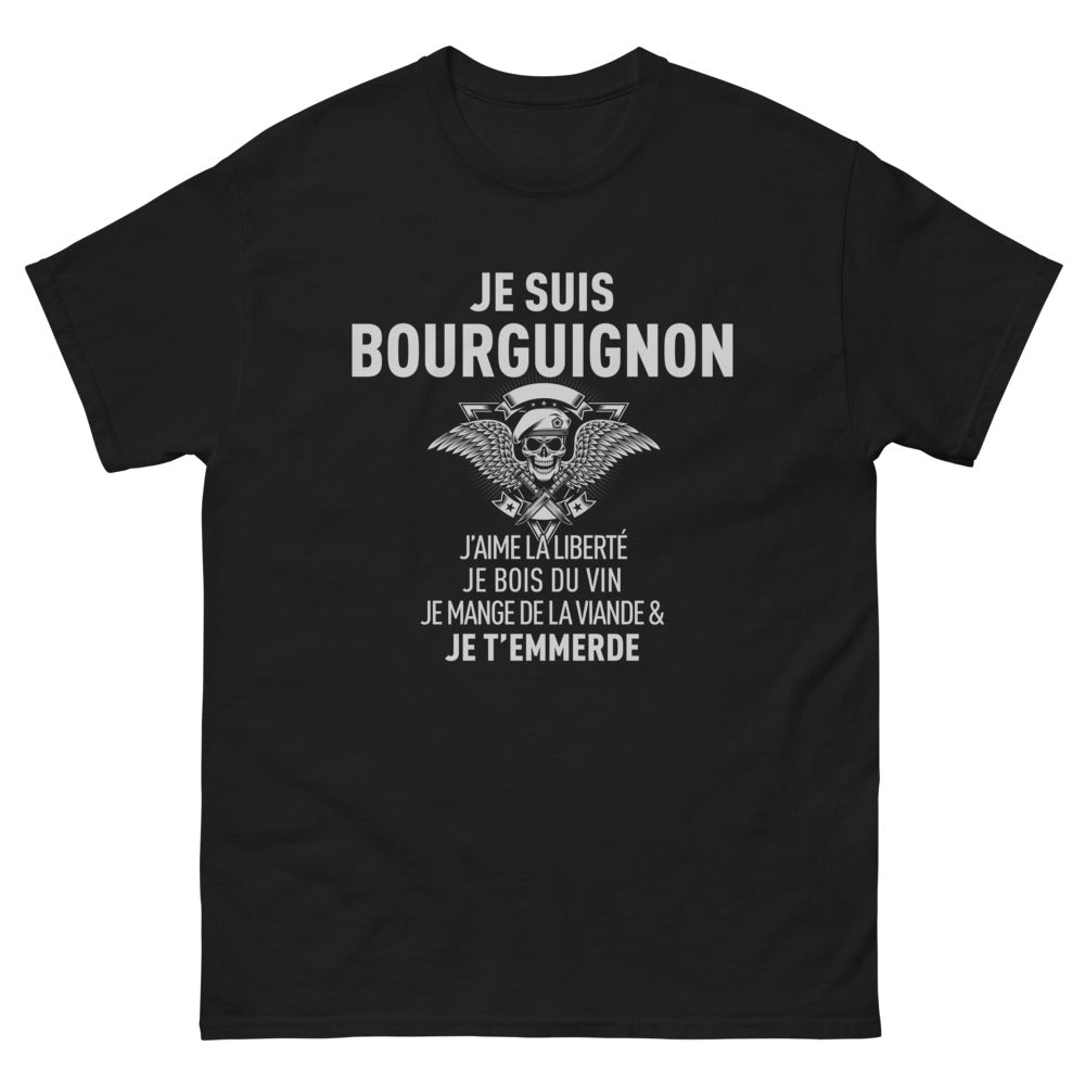 T-shirt Bourguignon noir - Je suis Bourguignon, j'aime la liberté