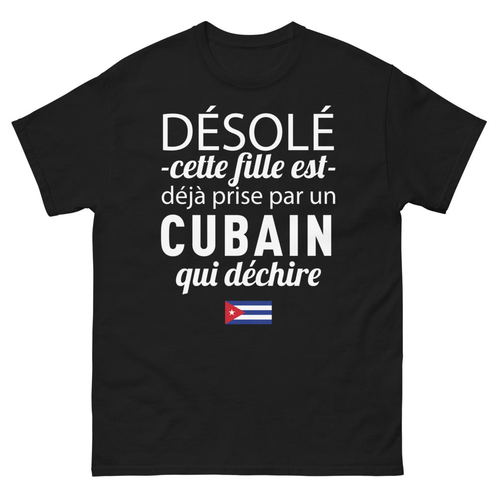 T-shirt Communauté cubaine noir - Désolé, cette fille est déjà prise par un Cubain qui déchire