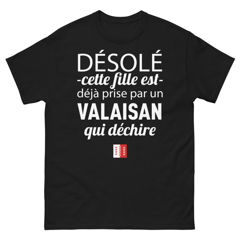 T-shirt Valais noir face - Désolé, cette fille est prise