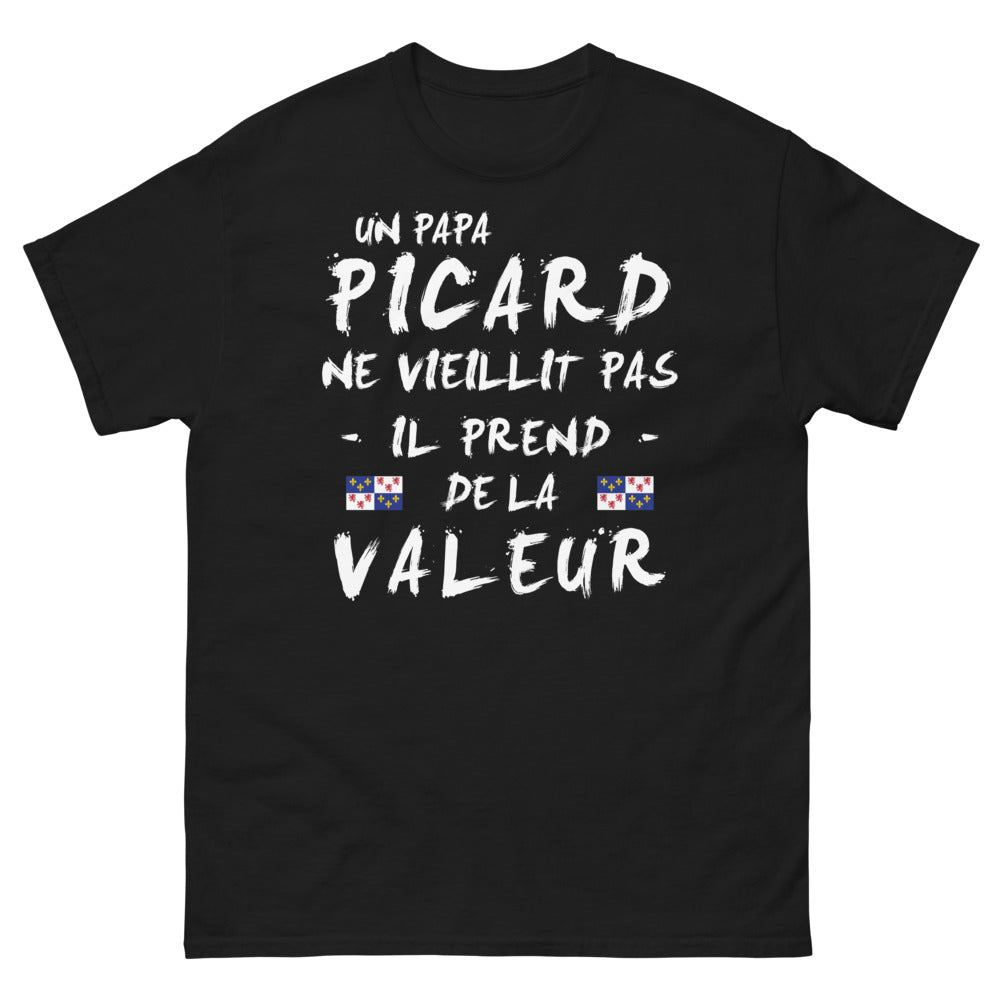 T-shirt Picardie noir - Un papa picard ne vieillit pas