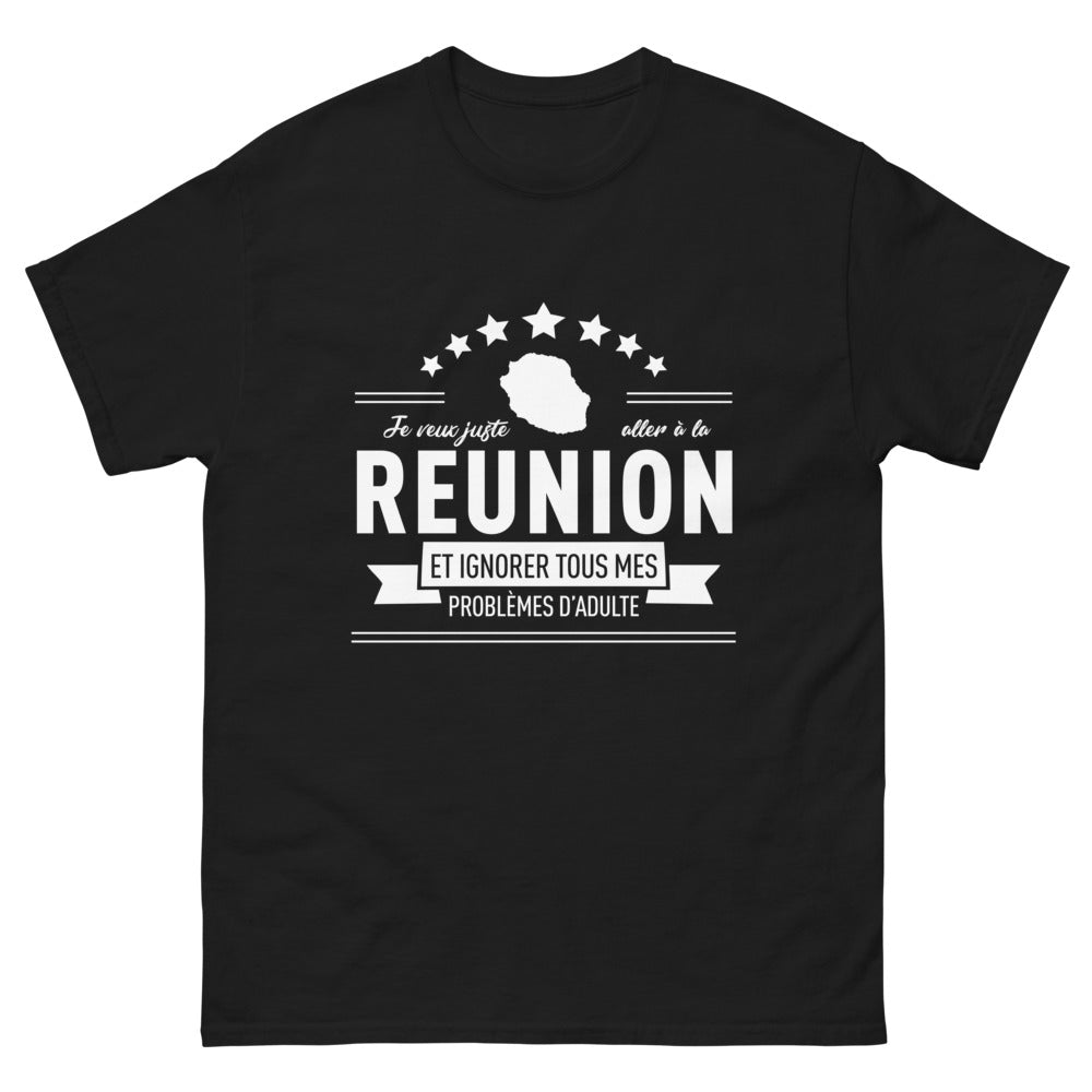 T-shirt Réunionnais noir - Je veux juste aller à La Réunion