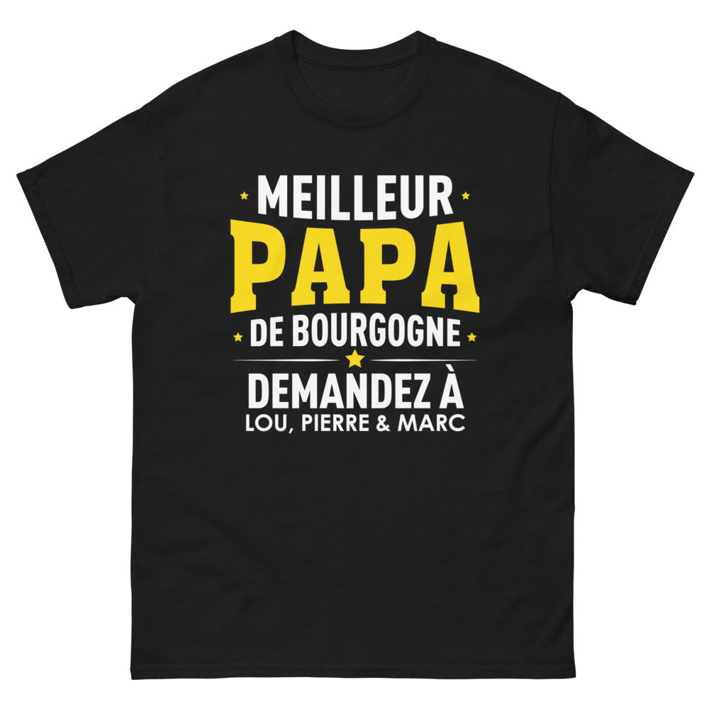 T-shirt Bourgogne noir - Meilleur Papa de Bourgogne