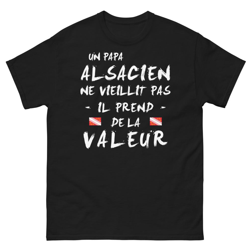 t-shirt alsace noir - papa alsacien cigogne et accent
