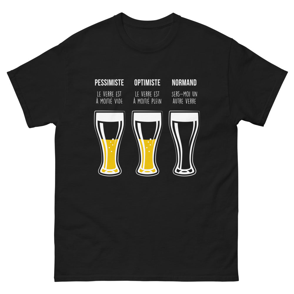 T-shirt Normand noir - Pessimiste/optimiste, verre à moitié vide/plein