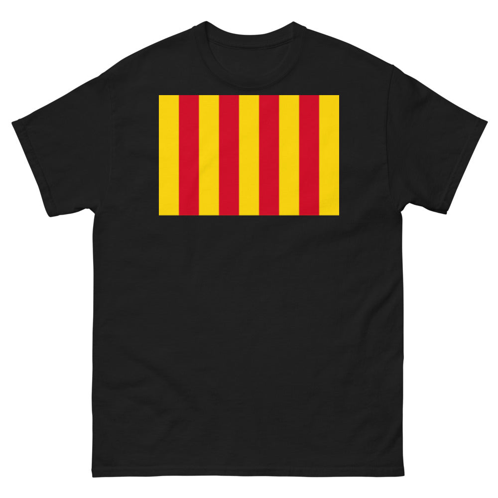 T-shirt Catalogne noir - senyeres et coucher de soleil