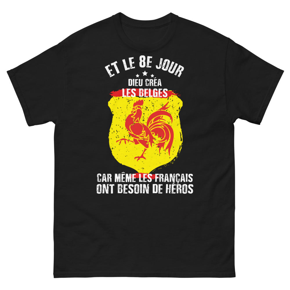 T-shirt Belge noir - Et le 8e jour, Dieu créa les Belges