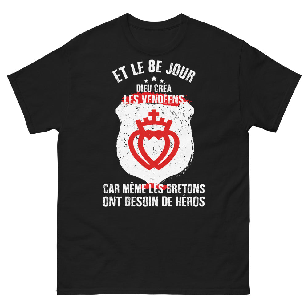 t-shirt vendéen noir face - et le 8e jour dieu créa les vendéens