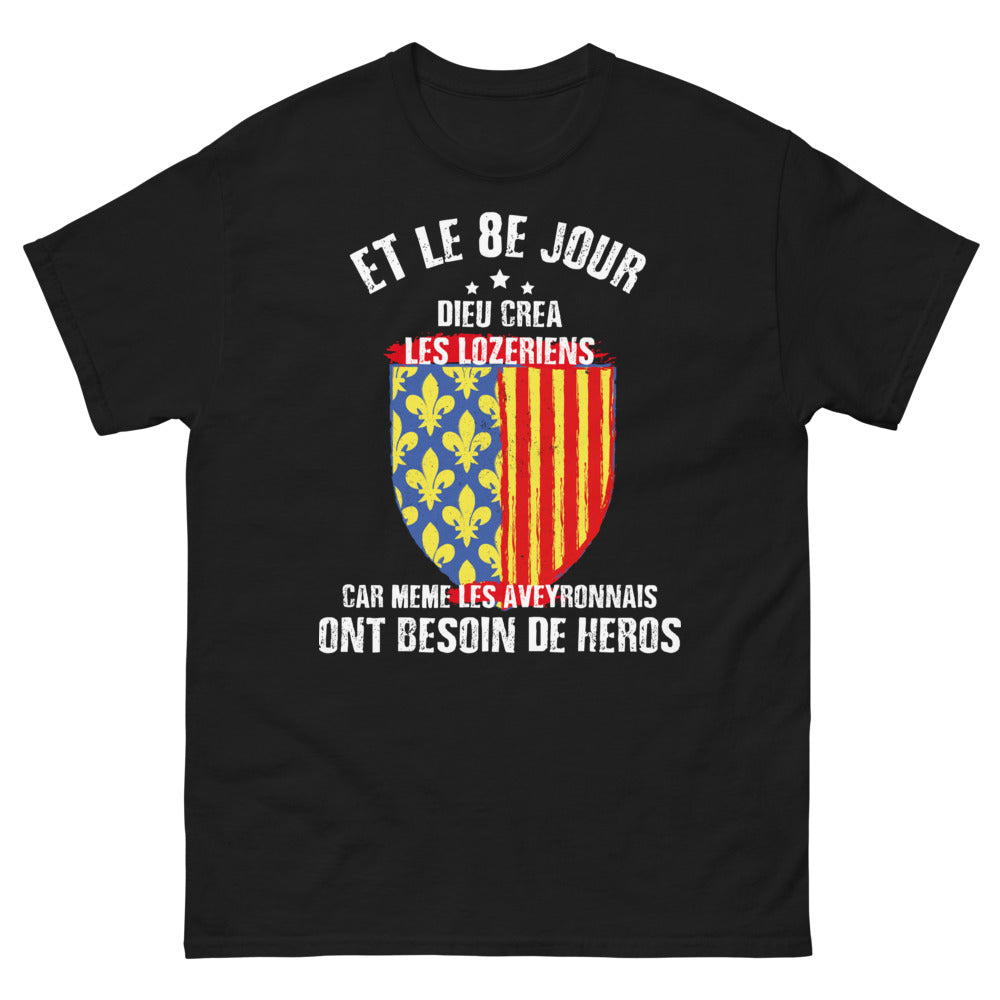 T-shirt Lozériens noir - 8e jour: dieux créa les Lozériens