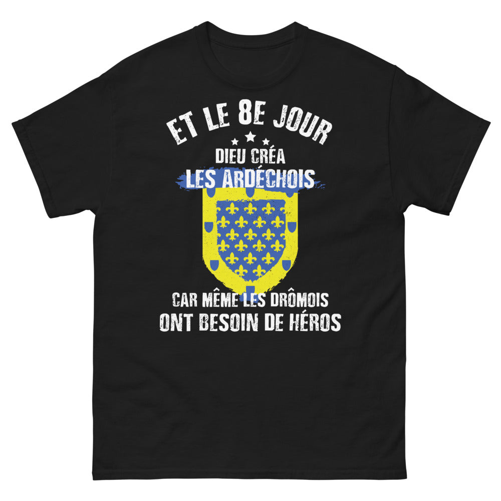 T-shirt Ardéchois noir - 8e jour: héros ardéchois