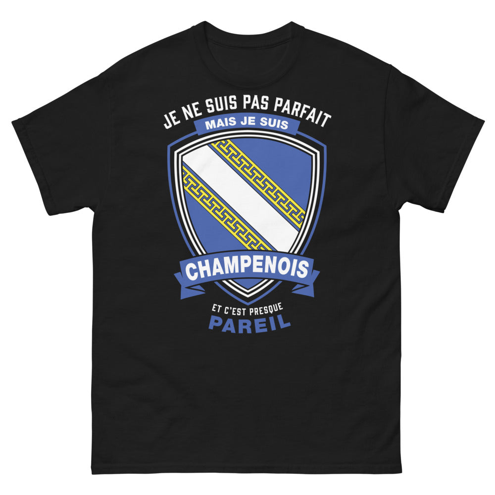 T-shirt Champenois noir - Je ne suis pas parfait… et c’est presque pareil