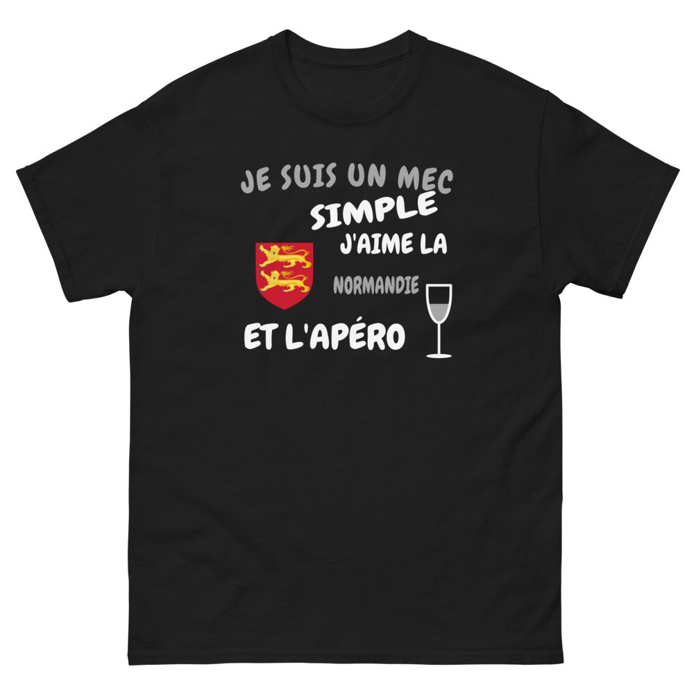 Je suis un mec simple, j'aime la Normandie et l'apéro - T-shirt noir