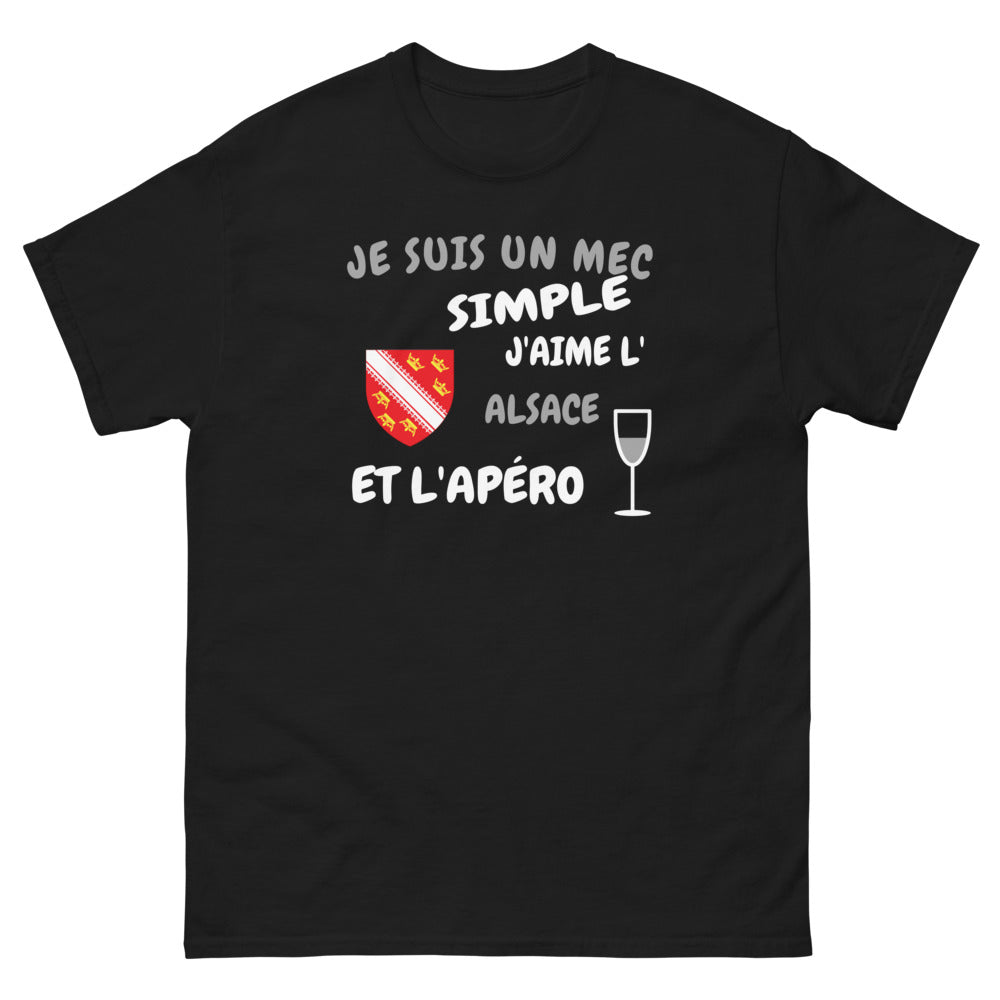 Je suis un mec simple, j'aime l'Alsace et l'apéro - T-shirt noir