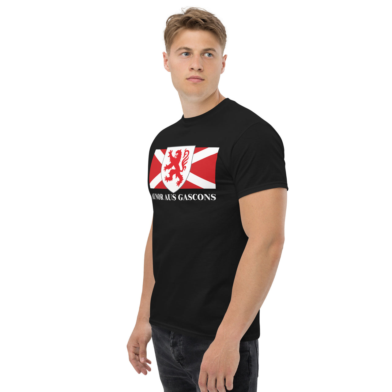 T-shirt Gers noir - Drapeau gascon et blason d'Armagnac