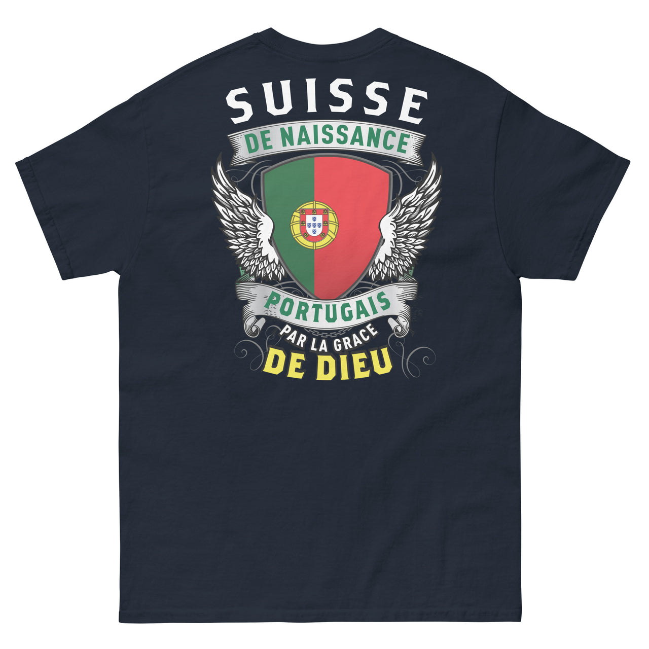 T-shirt Suisse noir dos - Portugais par la grâce de Dieu