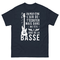 Thumbnail for T-shirt Guitare noir dos - J'ai peut-être l'air de t'écouter