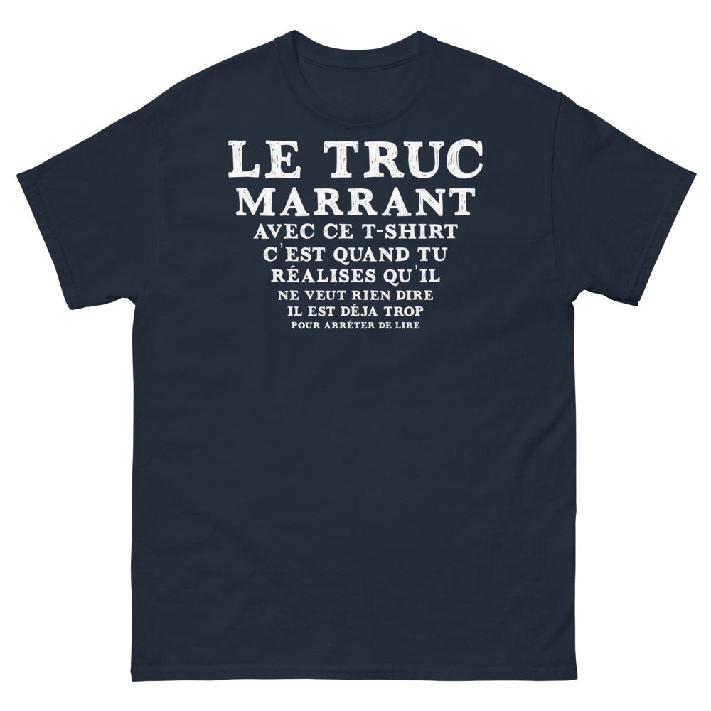 T-shirt humour absurde marine - design amusant et mystérieux