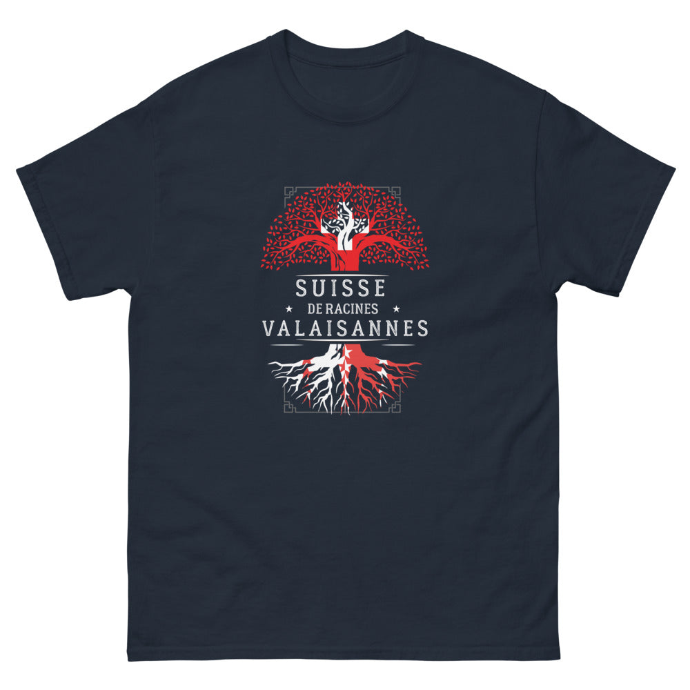 T-shirt Valais marine - Fierté de vos racines suisses
