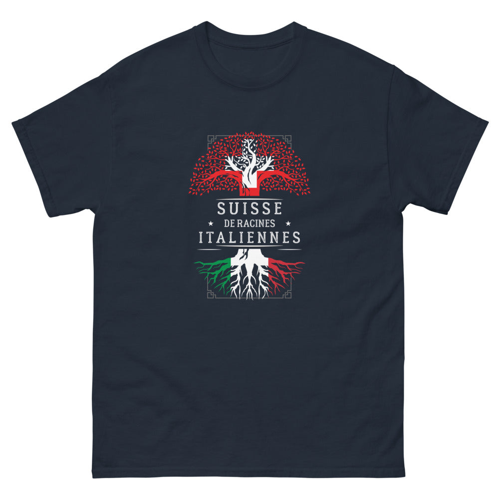 T-shirt Suisse noir dos - Fièrement italien avec humour