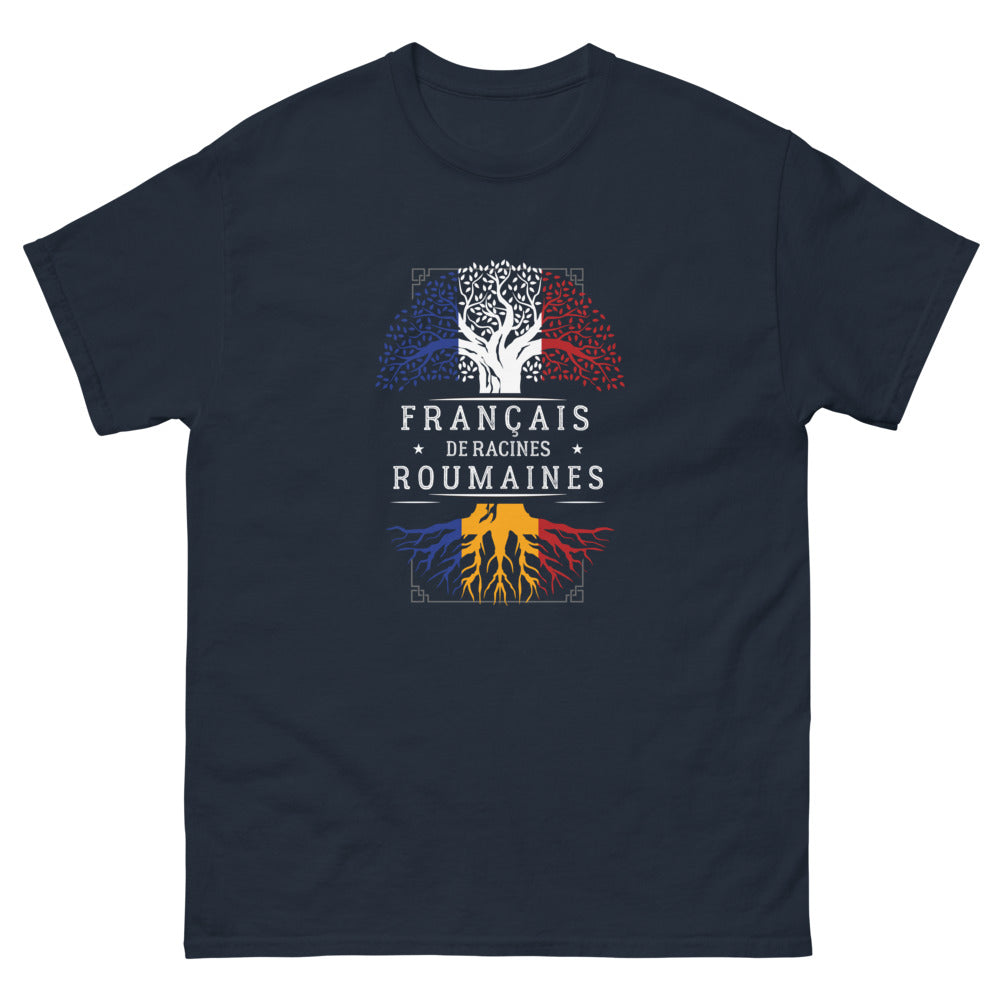 T-shirt Franco-Roumain bleu marine - Célébration des racines culturelles